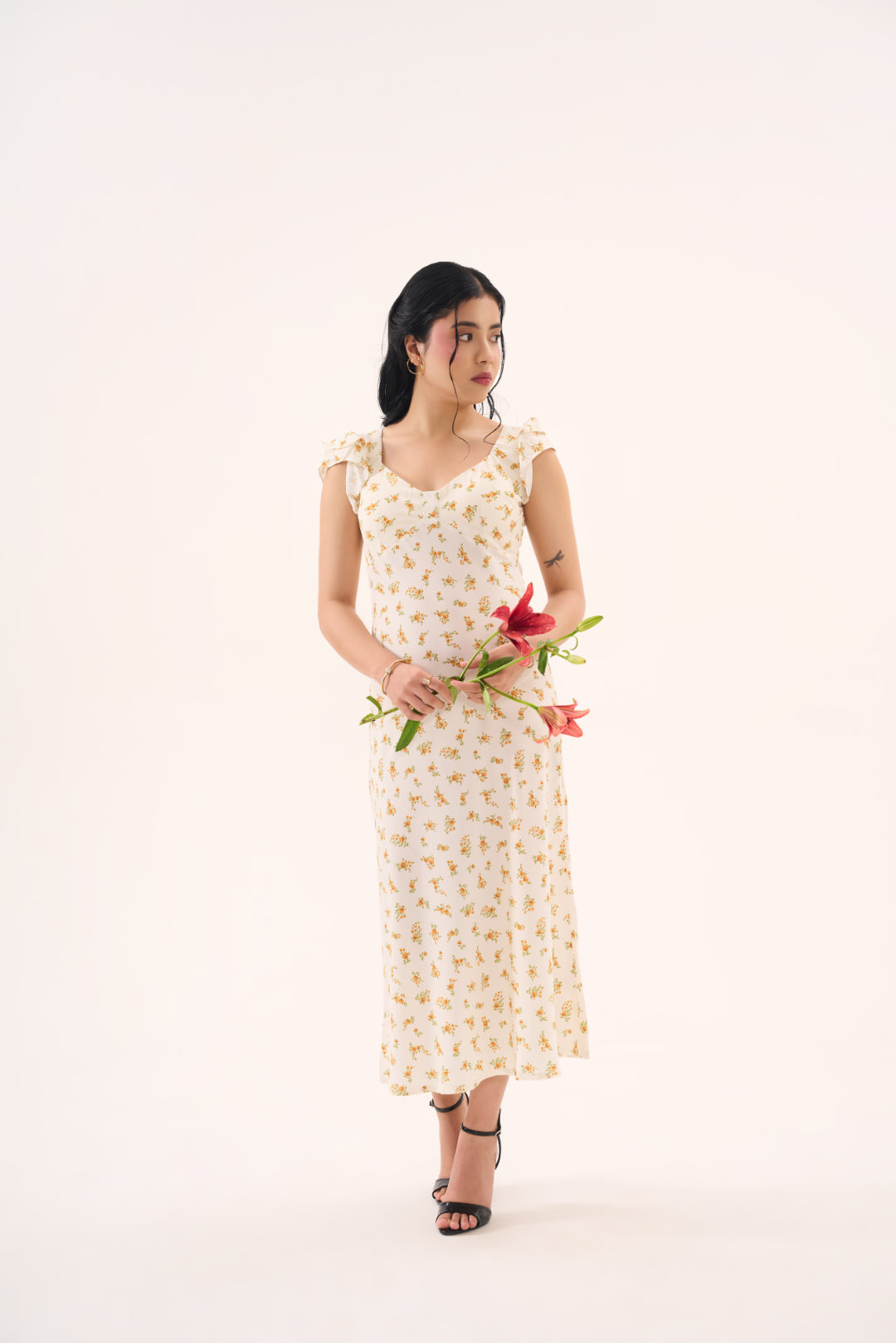 Soft Floral Midi Dress