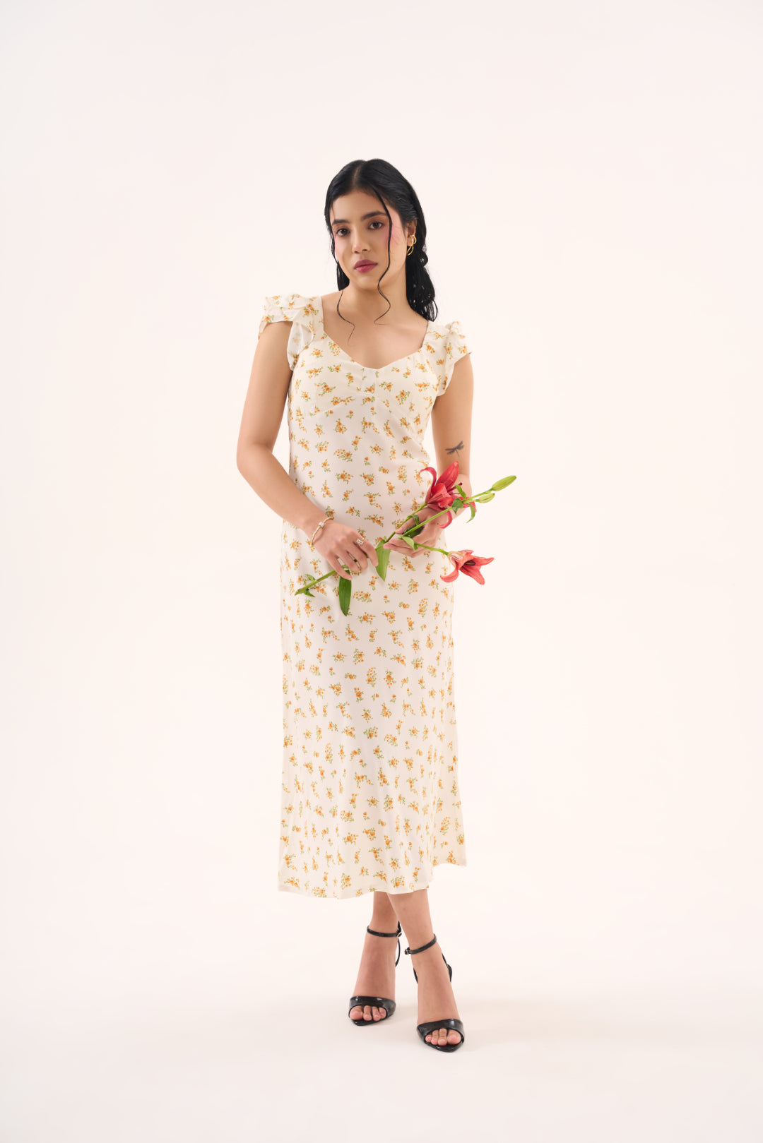 Soft Floral Midi Dress