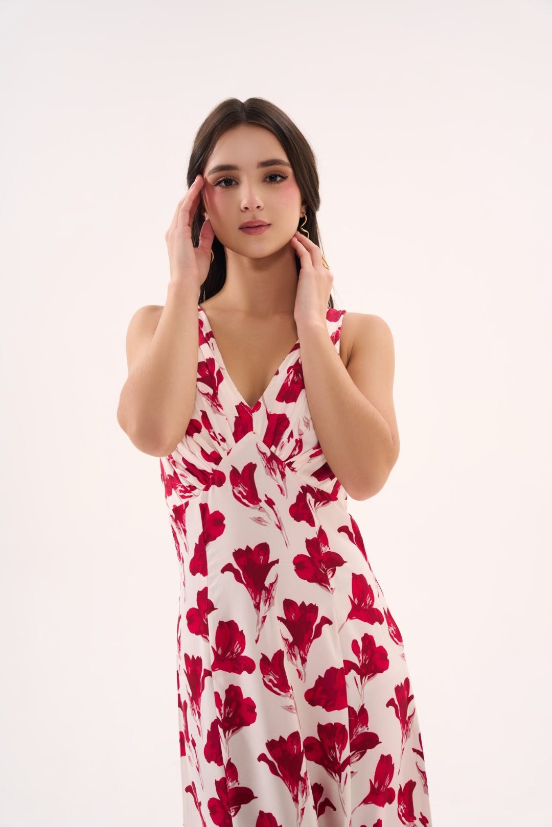Red Floral Print Long Dress