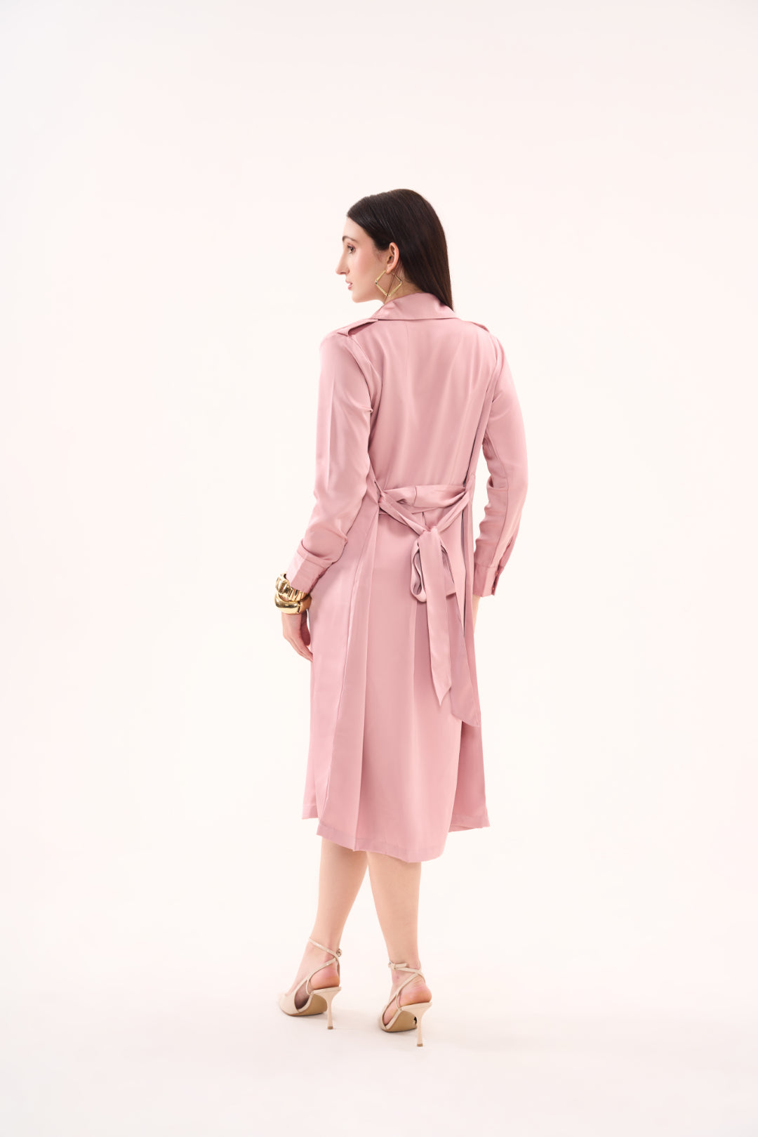 Satin Belted Overlay Coat